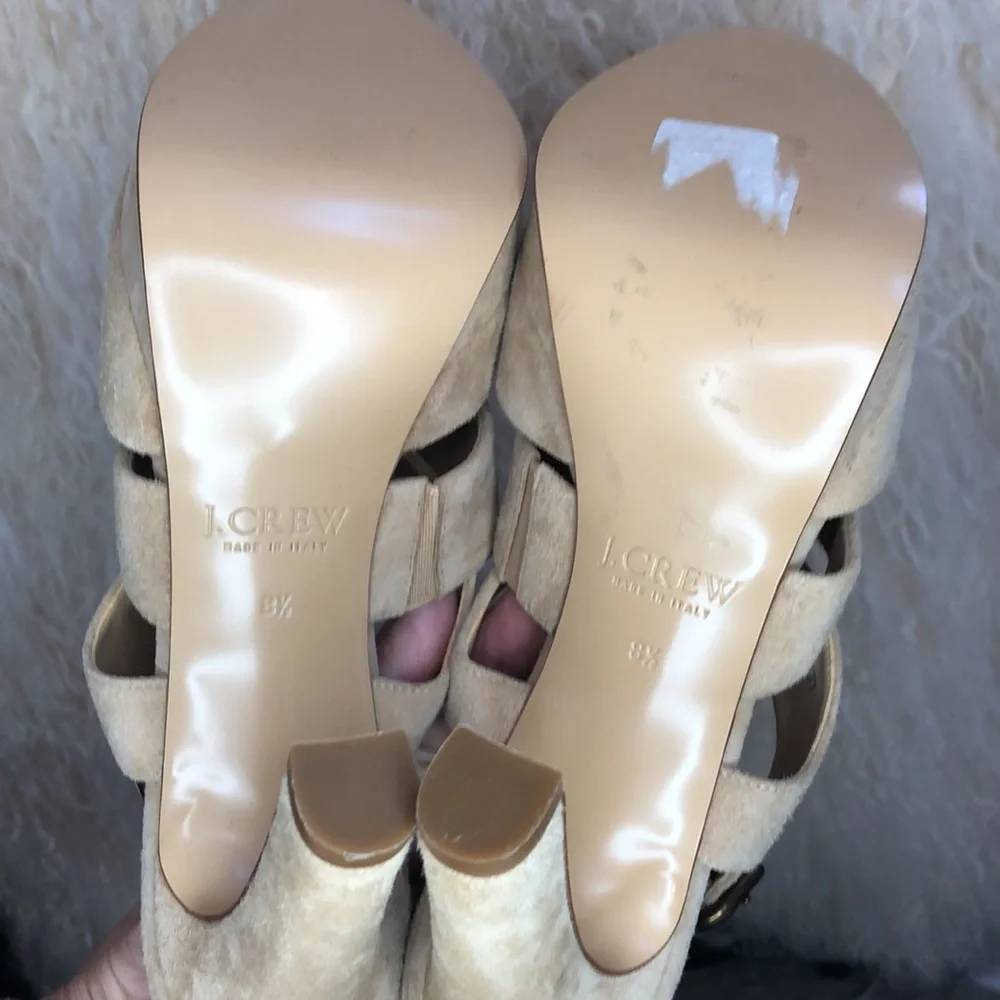 NEW J.Crew Suede Platform high heels NWOT never worn made in Italy Leather - Picture 6 of 14